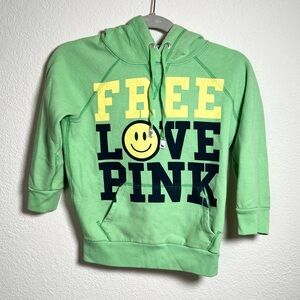 Vintage Y2K 2000s mcblimg green smiley face Victoria secret PINK hoodie